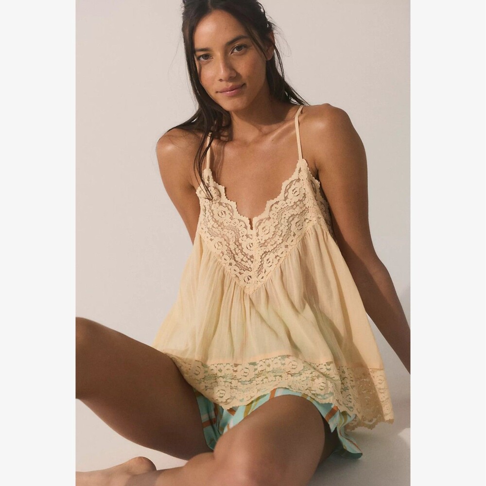 Intimately Free People Fiona Cami Blouse Top Tank Sleeveless Lace Slip XL 289136